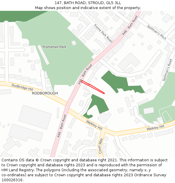 147, BATH ROAD, STROUD, GL5 3LL: Location map and indicative extent of plot