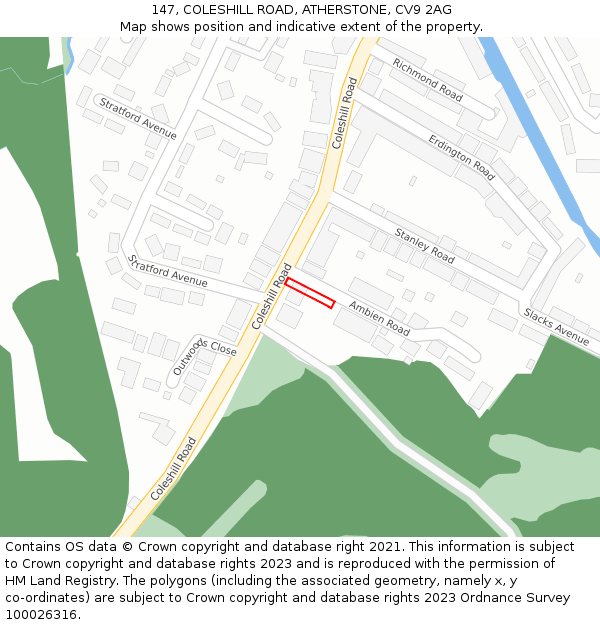 147, COLESHILL ROAD, ATHERSTONE, CV9 2AG: Location map and indicative extent of plot