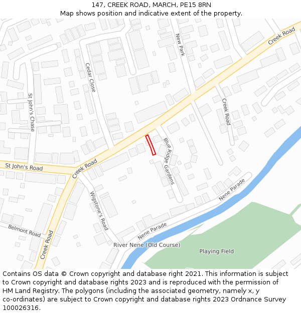 147, CREEK ROAD, MARCH, PE15 8RN: Location map and indicative extent of plot
