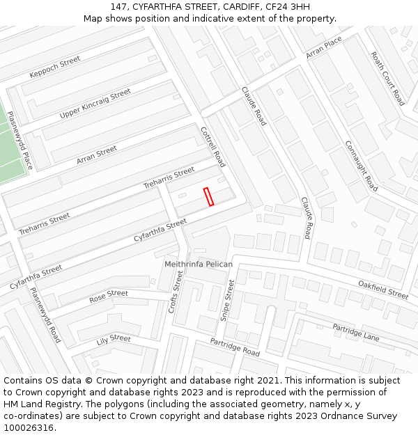 147, CYFARTHFA STREET, CARDIFF, CF24 3HH: Location map and indicative extent of plot