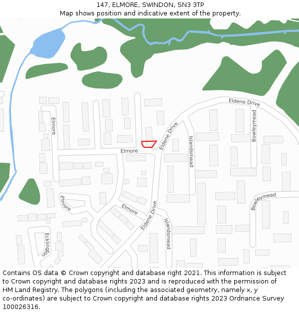 147, ELMORE, SWINDON, SN3 3TP: Location map and indicative extent of plot