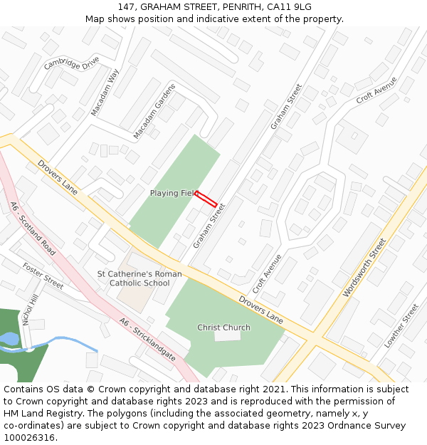 147, GRAHAM STREET, PENRITH, CA11 9LG: Location map and indicative extent of plot