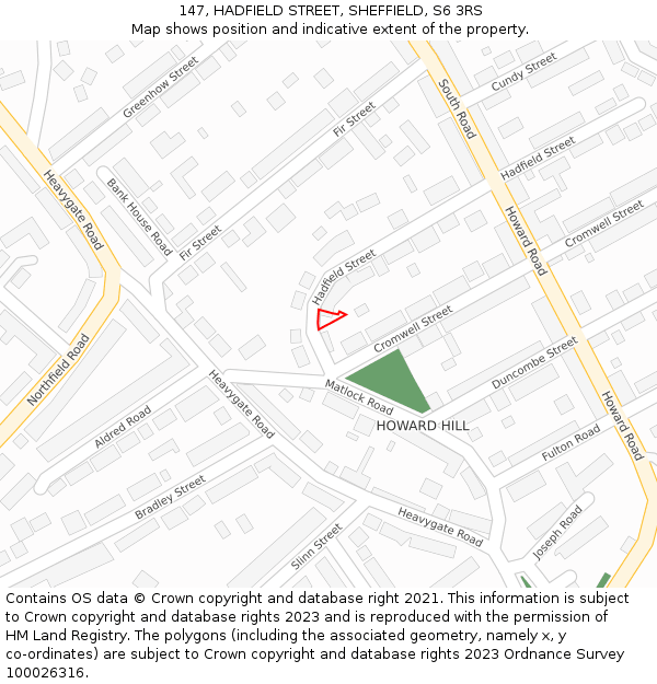 147, HADFIELD STREET, SHEFFIELD, S6 3RS: Location map and indicative extent of plot