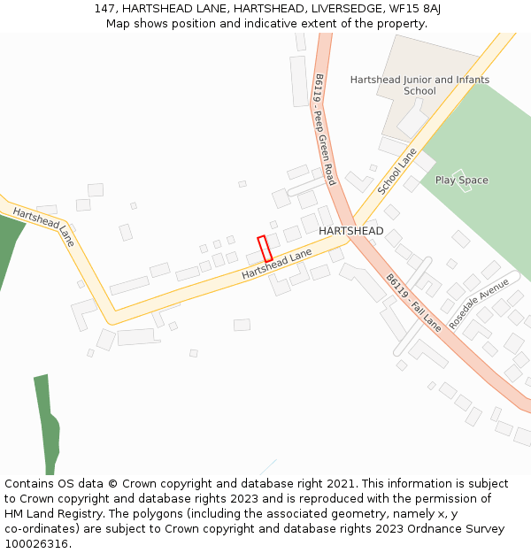 147, HARTSHEAD LANE, HARTSHEAD, LIVERSEDGE, WF15 8AJ: Location map and indicative extent of plot