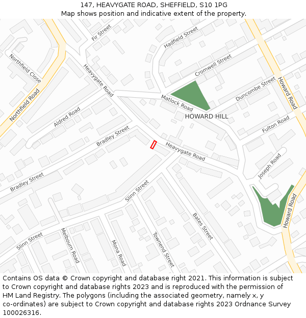147, HEAVYGATE ROAD, SHEFFIELD, S10 1PG: Location map and indicative extent of plot