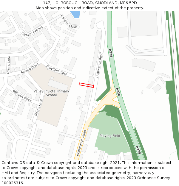 147, HOLBOROUGH ROAD, SNODLAND, ME6 5PD: Location map and indicative extent of plot