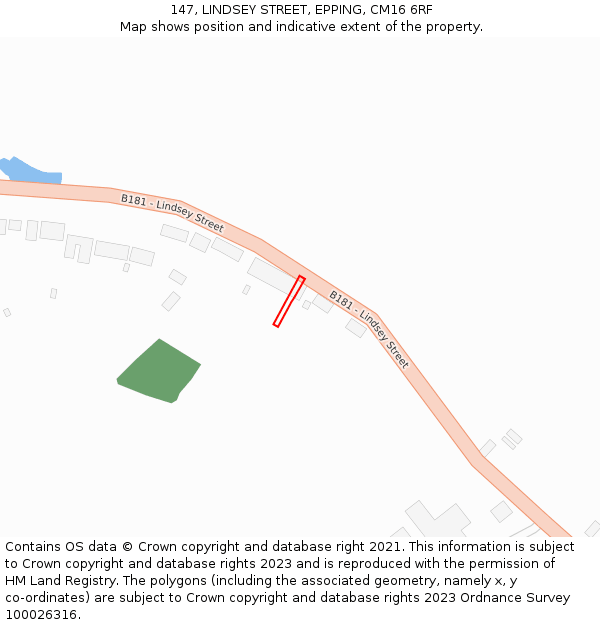 147, LINDSEY STREET, EPPING, CM16 6RF: Location map and indicative extent of plot