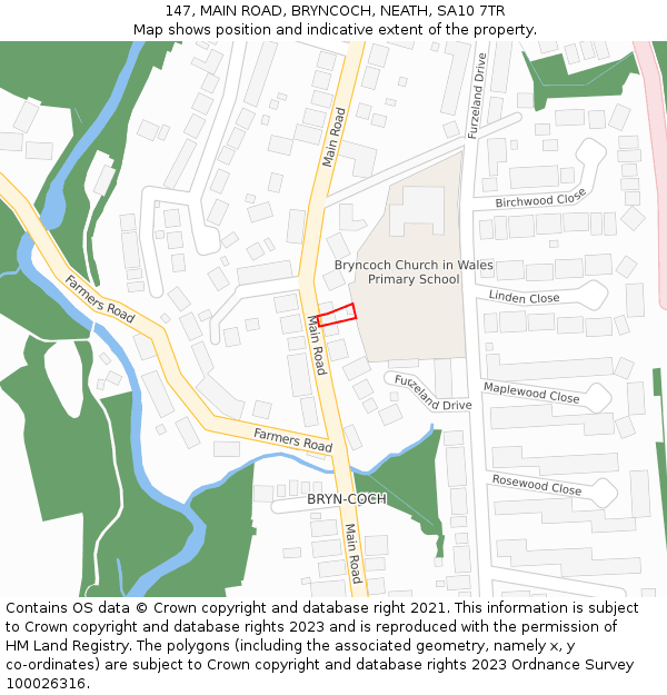 147, MAIN ROAD, BRYNCOCH, NEATH, SA10 7TR: Location map and indicative extent of plot