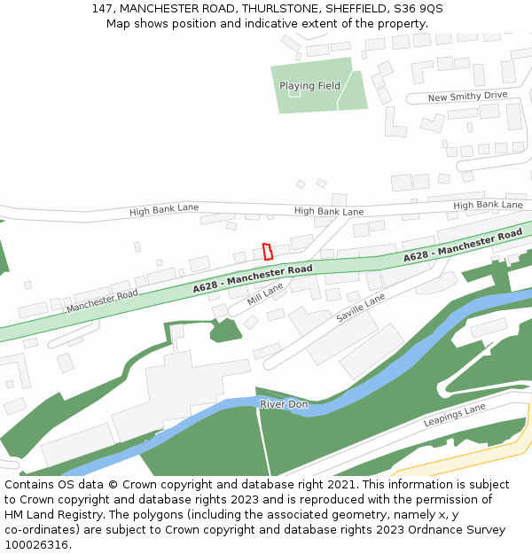 147, MANCHESTER ROAD, THURLSTONE, SHEFFIELD, S36 9QS: Location map and indicative extent of plot