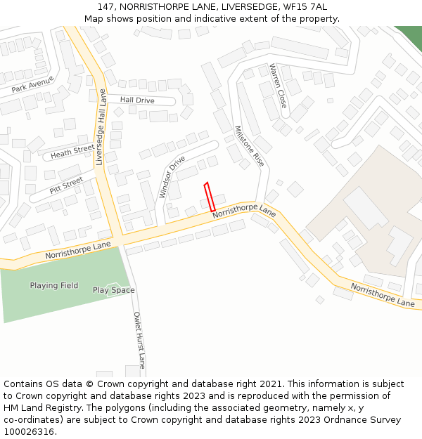 147, NORRISTHORPE LANE, LIVERSEDGE, WF15 7AL: Location map and indicative extent of plot