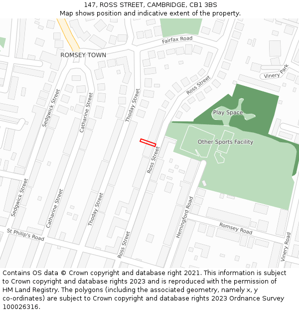 147, ROSS STREET, CAMBRIDGE, CB1 3BS: Location map and indicative extent of plot