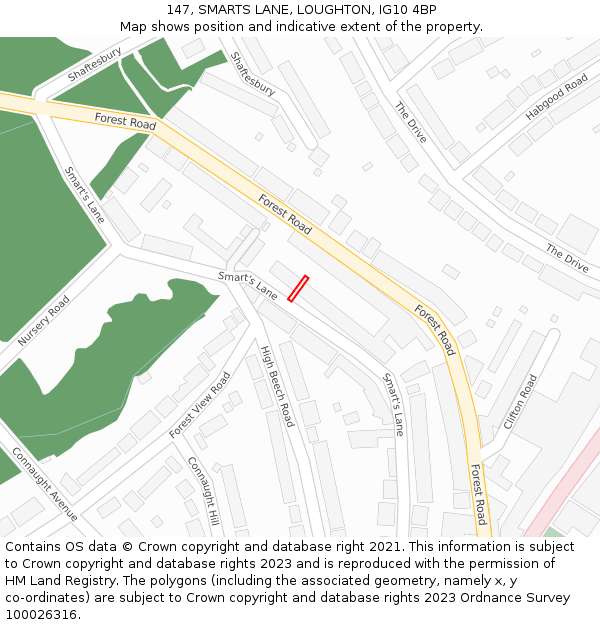 147, SMARTS LANE, LOUGHTON, IG10 4BP: Location map and indicative extent of plot