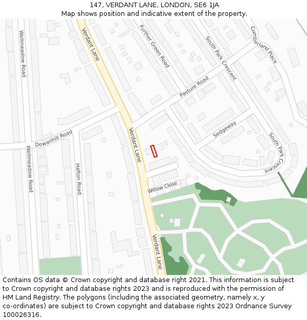 147, VERDANT LANE, LONDON, SE6 1JA: Location map and indicative extent of plot