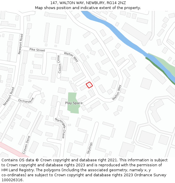 147, WALTON WAY, NEWBURY, RG14 2NZ: Location map and indicative extent of plot