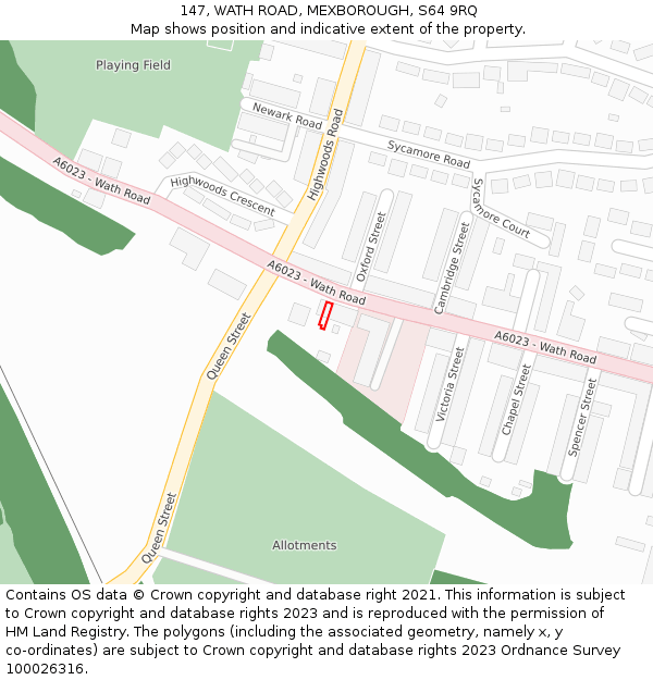 147, WATH ROAD, MEXBOROUGH, S64 9RQ: Location map and indicative extent of plot