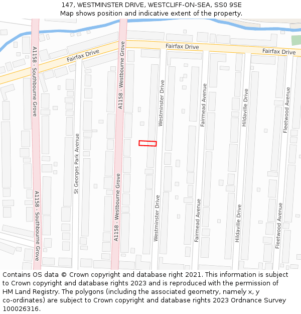 147, WESTMINSTER DRIVE, WESTCLIFF-ON-SEA, SS0 9SE: Location map and indicative extent of plot