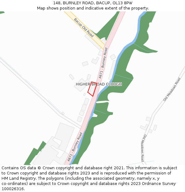 148, BURNLEY ROAD, BACUP, OL13 8PW: Location map and indicative extent of plot