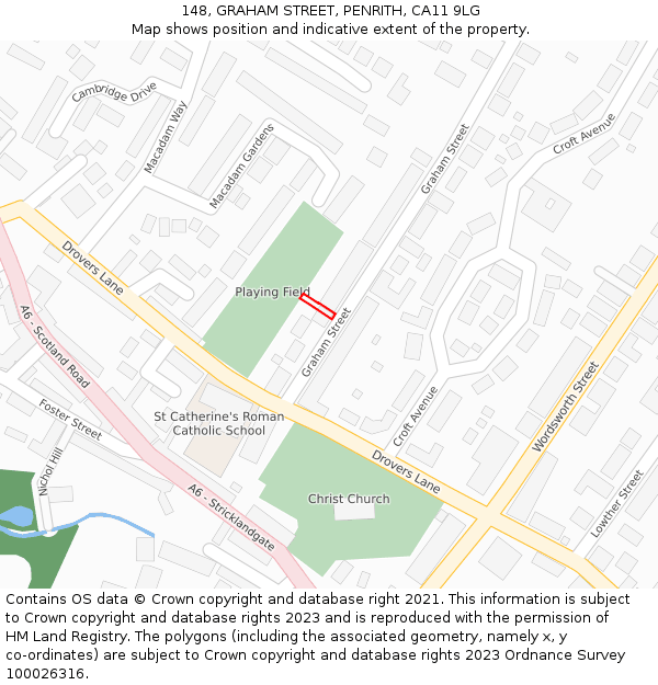 148, GRAHAM STREET, PENRITH, CA11 9LG: Location map and indicative extent of plot