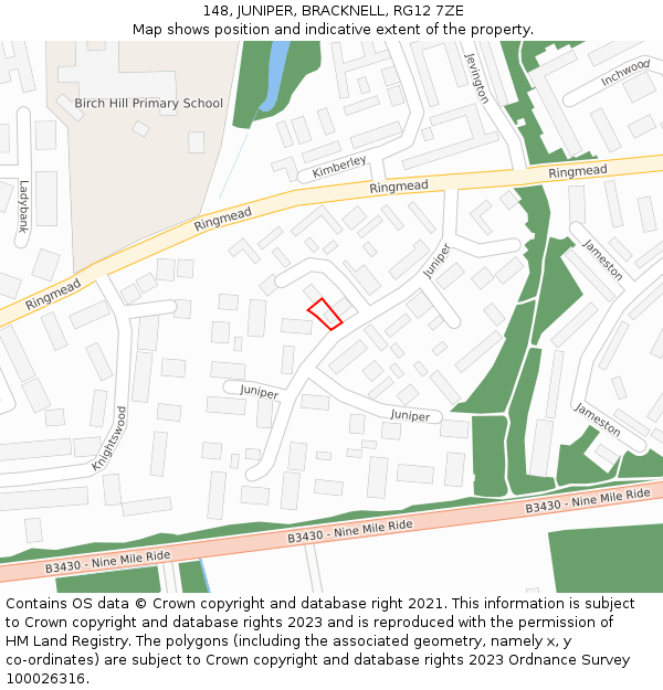148, JUNIPER, BRACKNELL, RG12 7ZE: Location map and indicative extent of plot