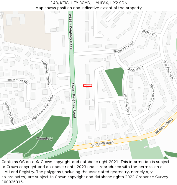 148, KEIGHLEY ROAD, HALIFAX, HX2 9DN: Location map and indicative extent of plot