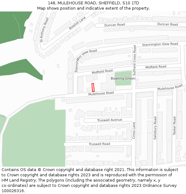 148, MULEHOUSE ROAD, SHEFFIELD, S10 1TD: Location map and indicative extent of plot