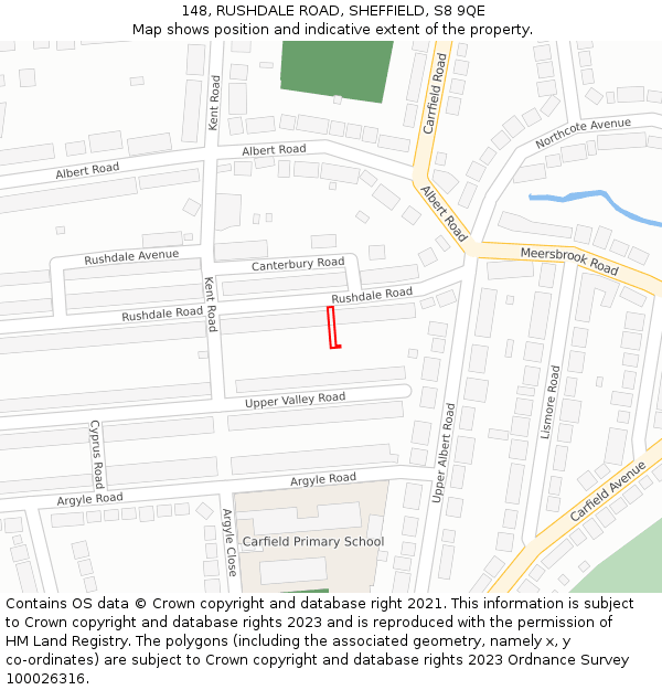 148, RUSHDALE ROAD, SHEFFIELD, S8 9QE: Location map and indicative extent of plot