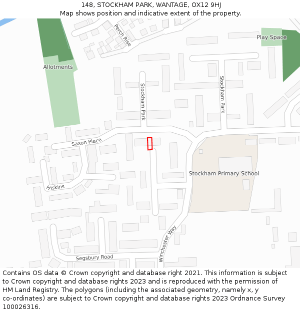 148, STOCKHAM PARK, WANTAGE, OX12 9HJ: Location map and indicative extent of plot