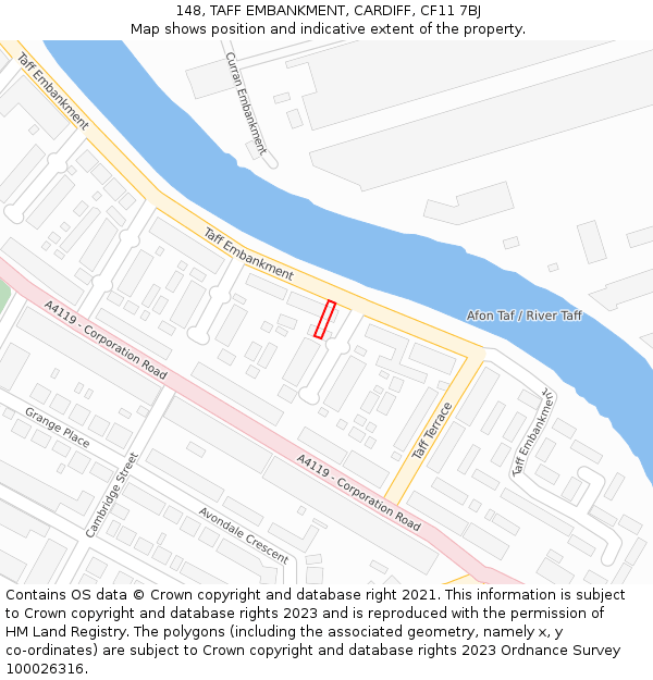 148, TAFF EMBANKMENT, CARDIFF, CF11 7BJ: Location map and indicative extent of plot