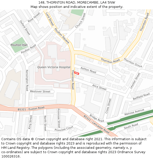 148, THORNTON ROAD, MORECAMBE, LA4 5NW: Location map and indicative extent of plot