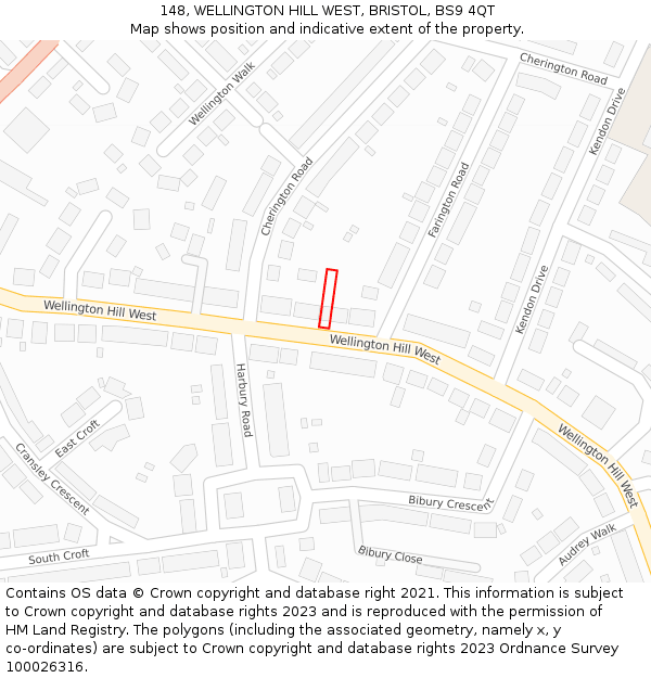 148, WELLINGTON HILL WEST, BRISTOL, BS9 4QT: Location map and indicative extent of plot