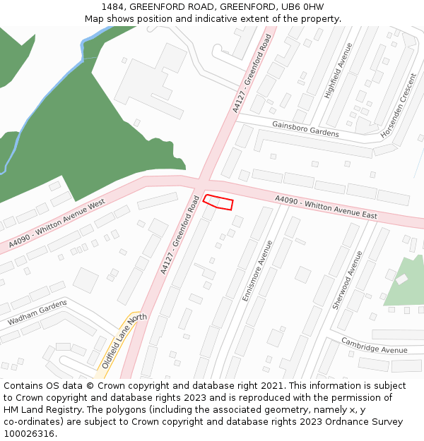 1484, GREENFORD ROAD, GREENFORD, UB6 0HW: Location map and indicative extent of plot