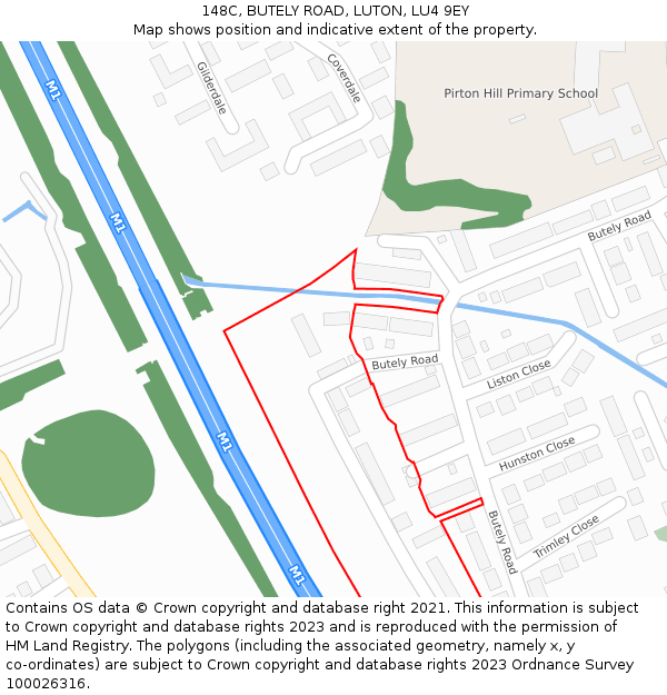 148C, BUTELY ROAD, LUTON, LU4 9EY: Location map and indicative extent of plot