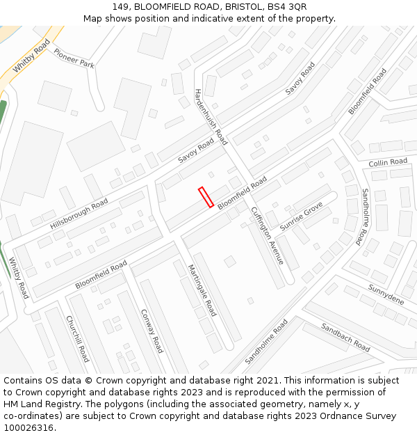149, BLOOMFIELD ROAD, BRISTOL, BS4 3QR: Location map and indicative extent of plot