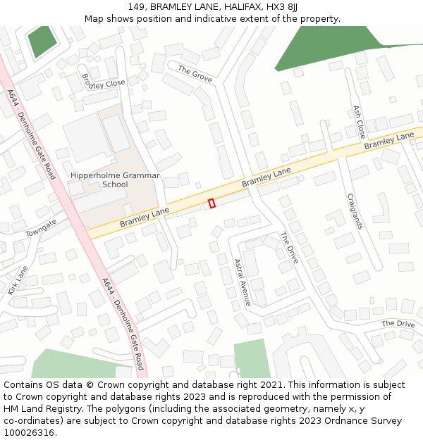 149, BRAMLEY LANE, HALIFAX, HX3 8JJ: Location map and indicative extent of plot
