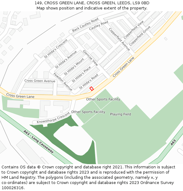 149, CROSS GREEN LANE, CROSS GREEN, LEEDS, LS9 0BD: Location map and indicative extent of plot