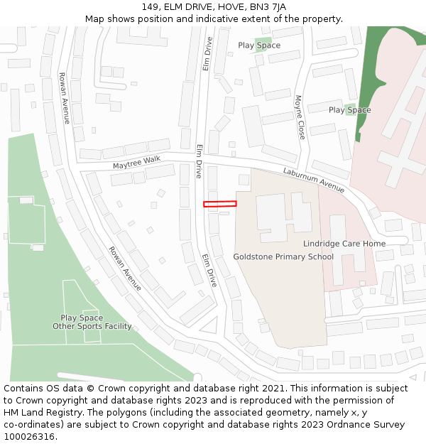 149, ELM DRIVE, HOVE, BN3 7JA: Location map and indicative extent of plot