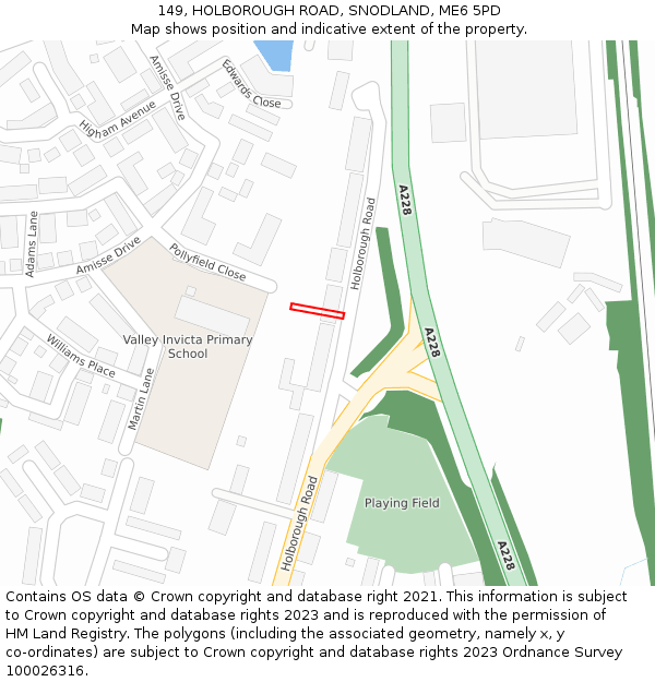 149, HOLBOROUGH ROAD, SNODLAND, ME6 5PD: Location map and indicative extent of plot