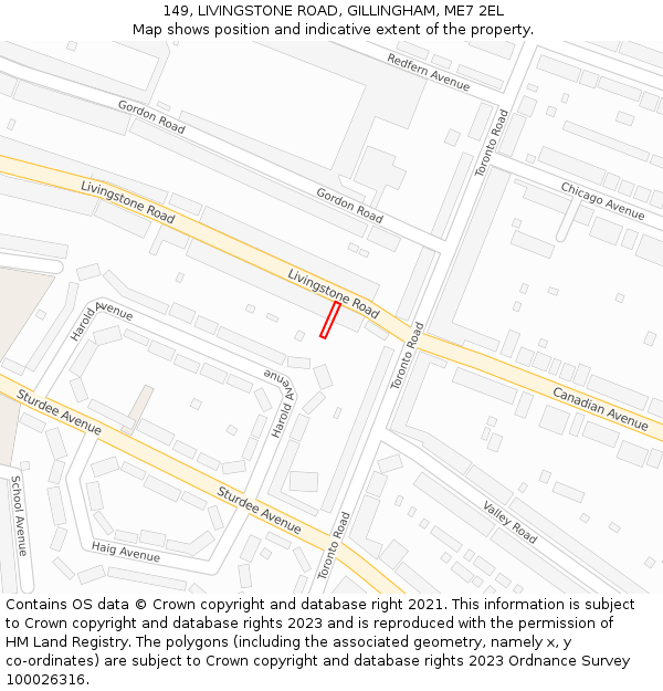 149, LIVINGSTONE ROAD, GILLINGHAM, ME7 2EL: Location map and indicative extent of plot