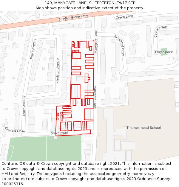 149, MANYGATE LANE, SHEPPERTON, TW17 9EP: Location map and indicative extent of plot
