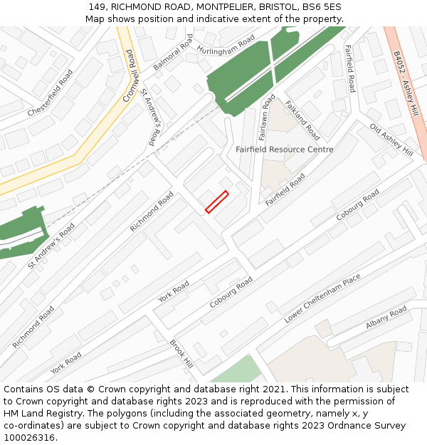 149, RICHMOND ROAD, MONTPELIER, BRISTOL, BS6 5ES: Location map and indicative extent of plot
