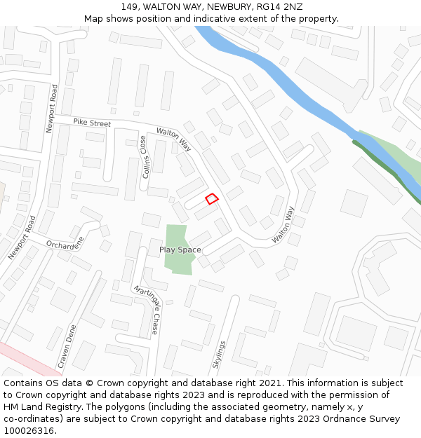 149, WALTON WAY, NEWBURY, RG14 2NZ: Location map and indicative extent of plot