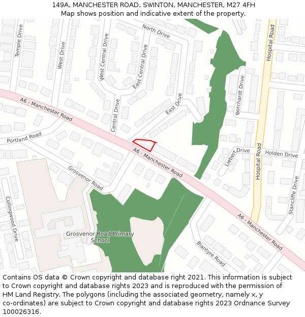149A, MANCHESTER ROAD, SWINTON, MANCHESTER, M27 4FH: Location map and indicative extent of plot
