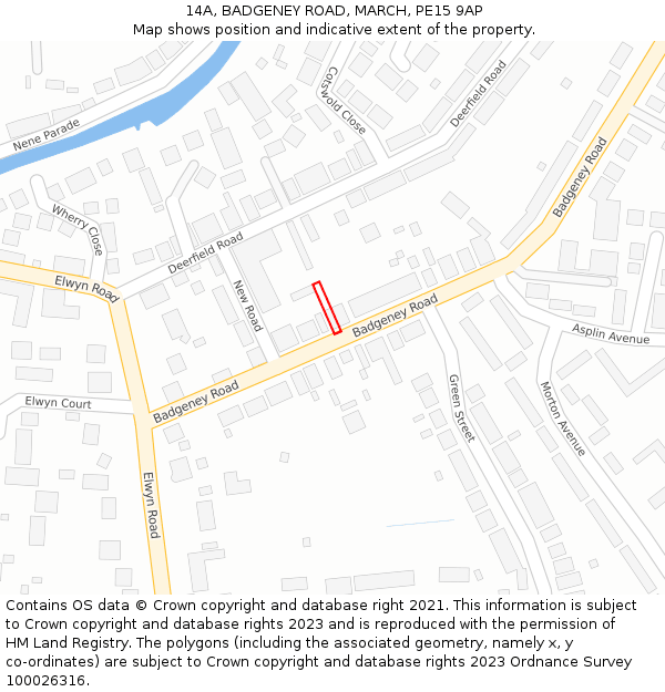 14A, BADGENEY ROAD, MARCH, PE15 9AP: Location map and indicative extent of plot