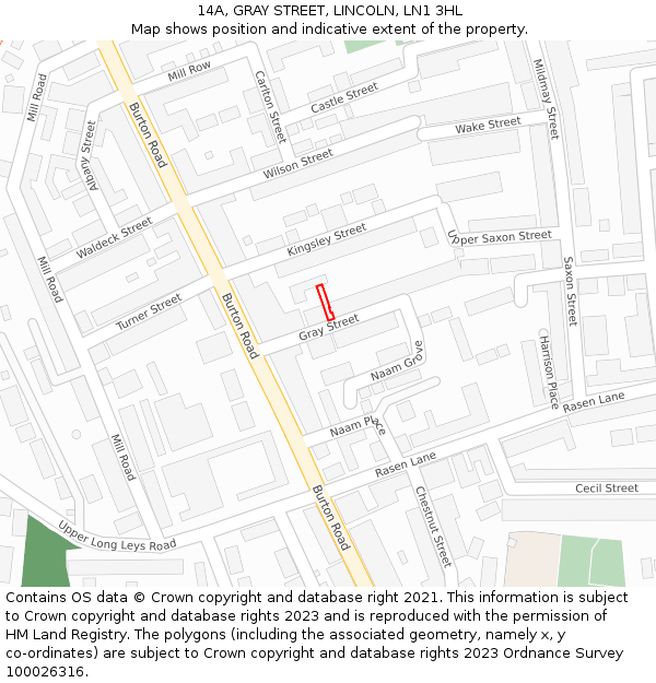 14A, GRAY STREET, LINCOLN, LN1 3HL: Location map and indicative extent of plot