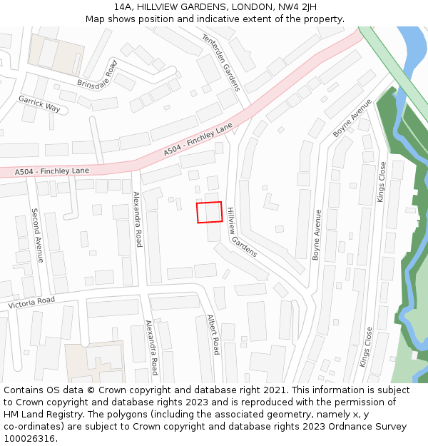 14A, HILLVIEW GARDENS, LONDON, NW4 2JH: Location map and indicative extent of plot