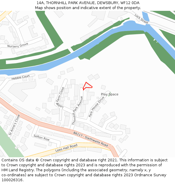 14A, THORNHILL PARK AVENUE, DEWSBURY, WF12 0DA: Location map and indicative extent of plot
