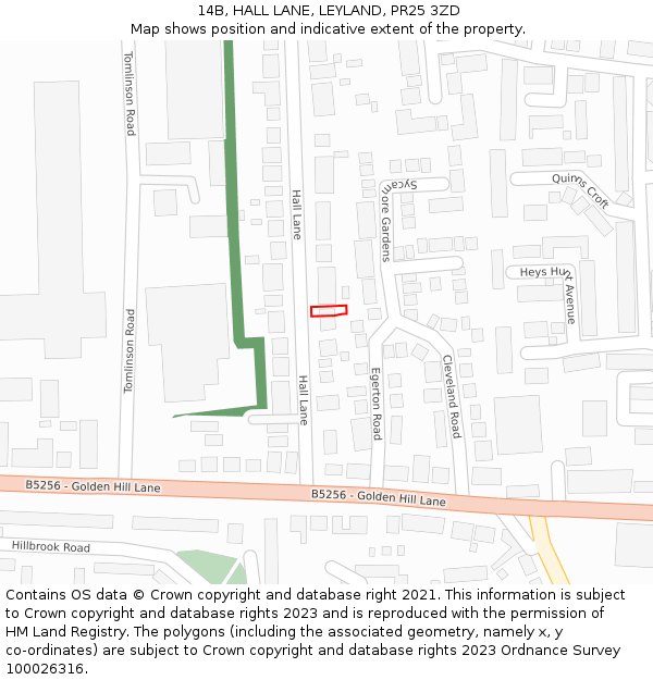 14B, HALL LANE, LEYLAND, PR25 3ZD: Location map and indicative extent of plot