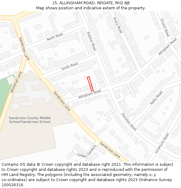 15, ALLINGHAM ROAD, REIGATE, RH2 8JE: Location map and indicative extent of plot
