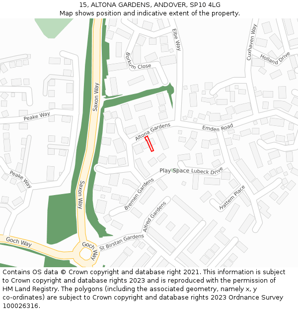 15, ALTONA GARDENS, ANDOVER, SP10 4LG: Location map and indicative extent of plot