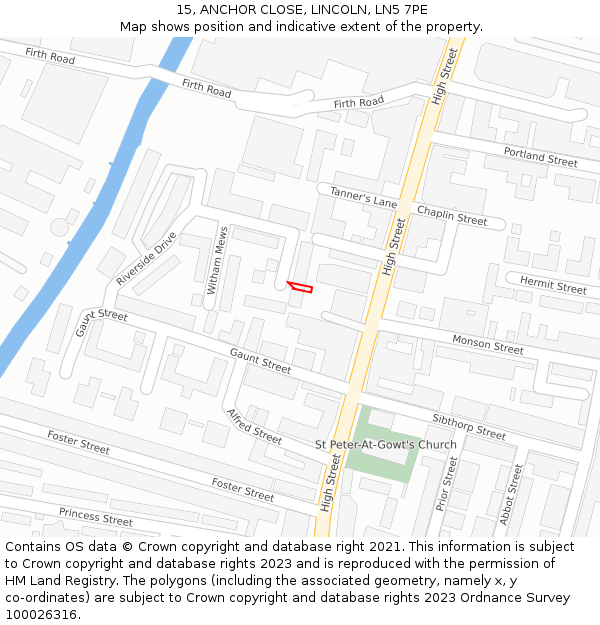 15, ANCHOR CLOSE, LINCOLN, LN5 7PE: Location map and indicative extent of plot